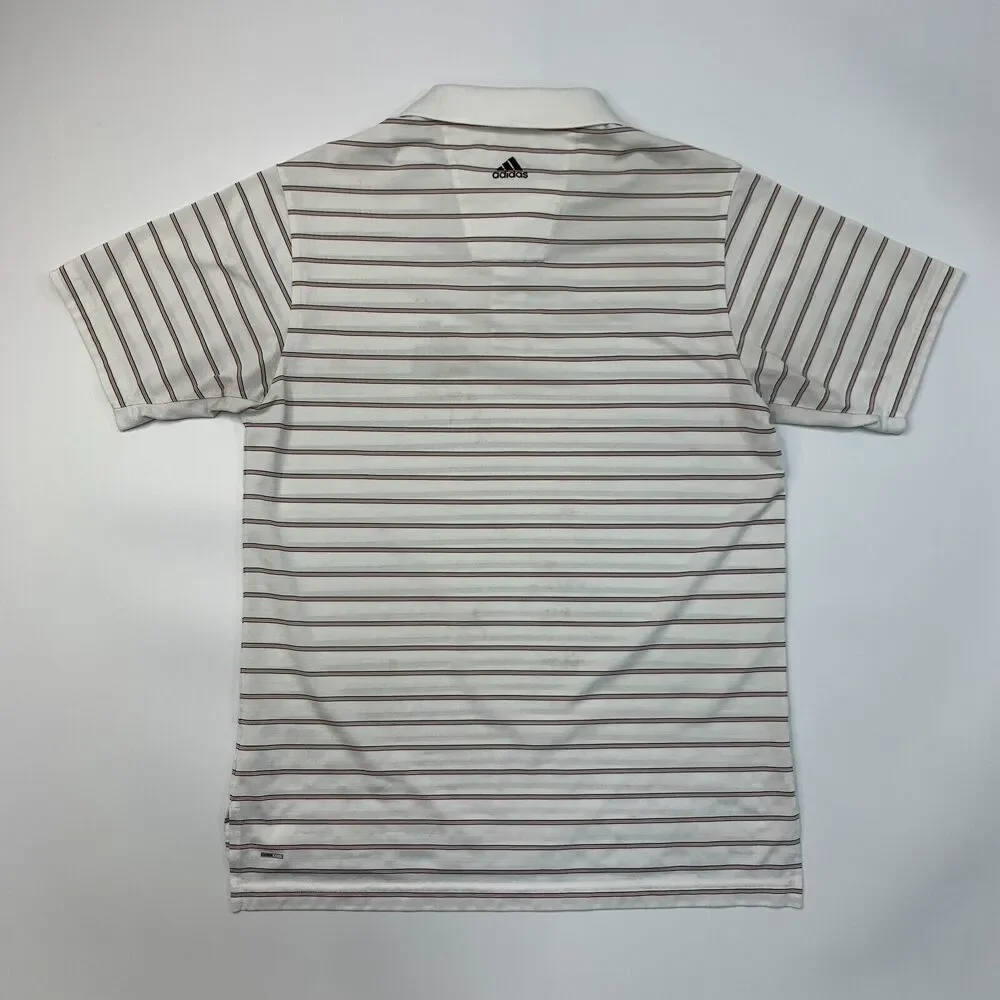 Adidas Golf Polo Shirt Mens S White Striped ClimaCool Lightweight Performance